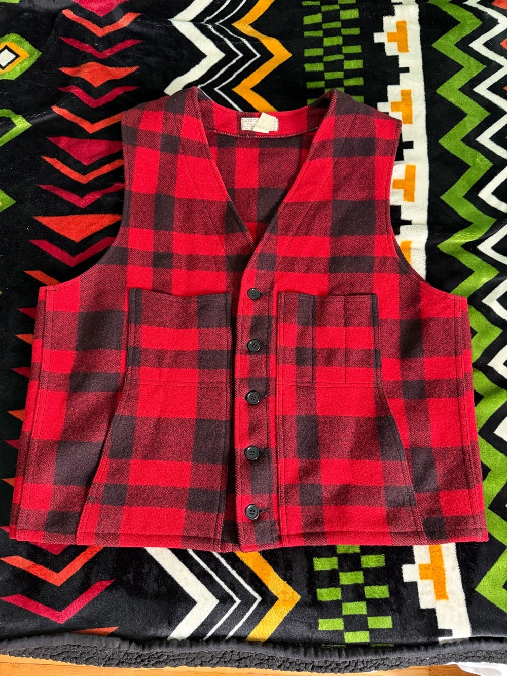 Filson Mackinaw Red and Black Plaid Vest